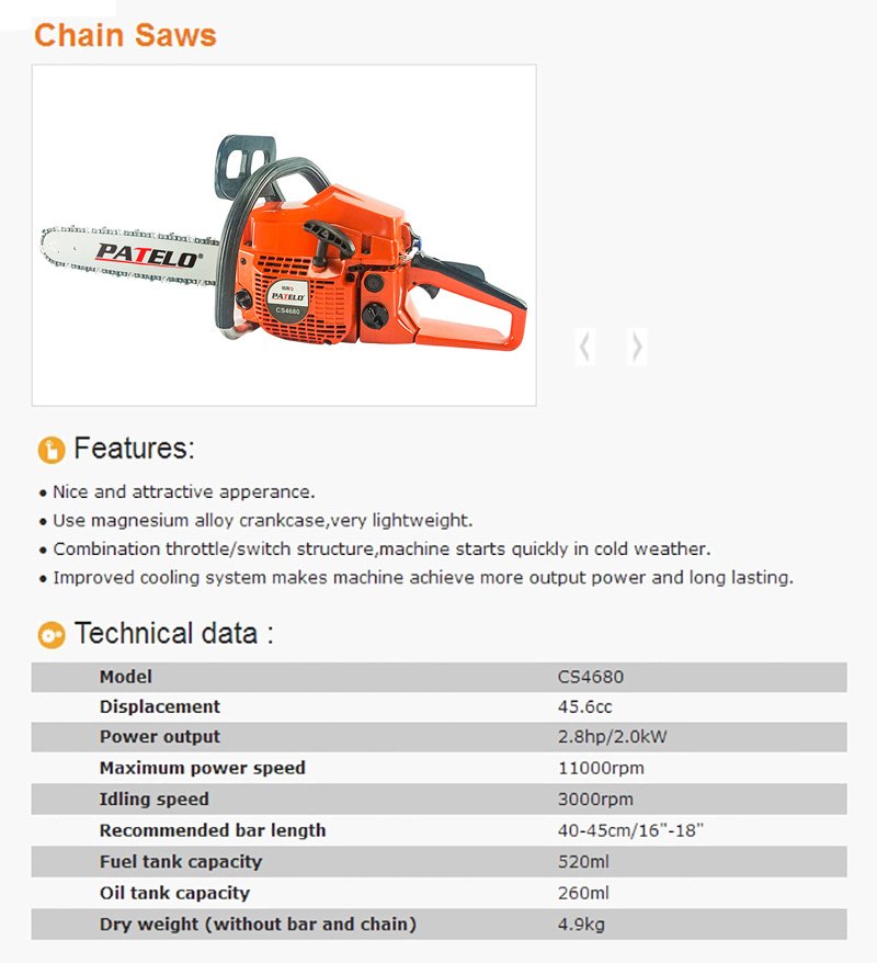 Motofierastrau PATELO CS4680 - descriere si specificatii 1