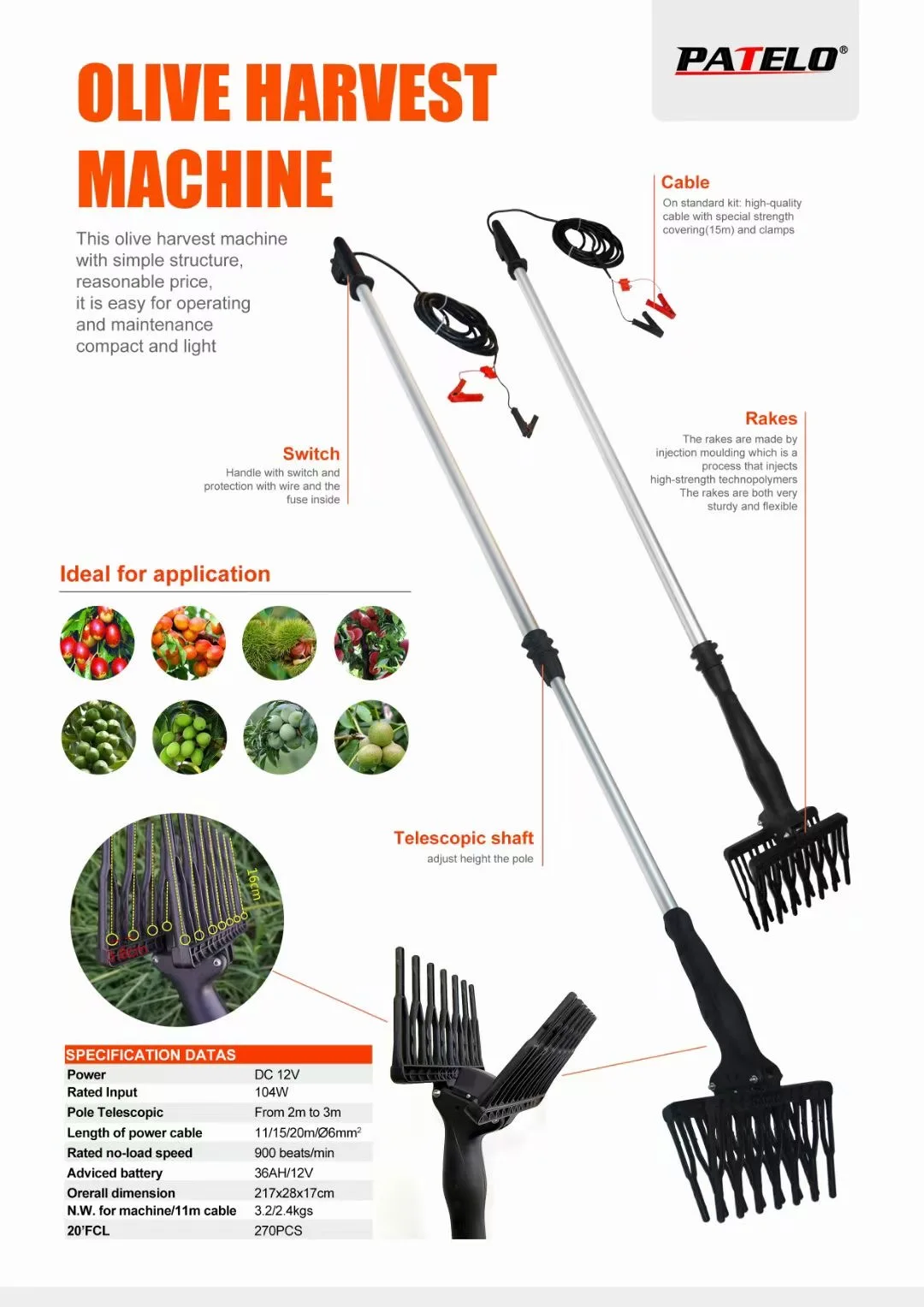 PATELO Culegator-masline-12V - detalii 1
