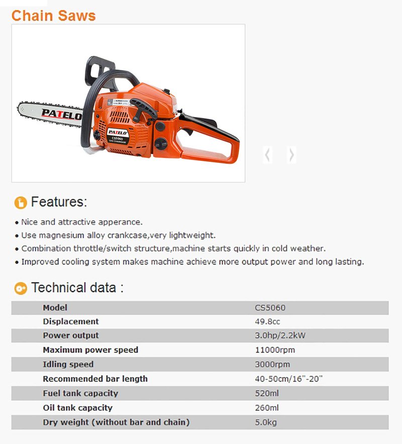 Motofierastrau PATELO CS5060 - descriere si specificatii 1