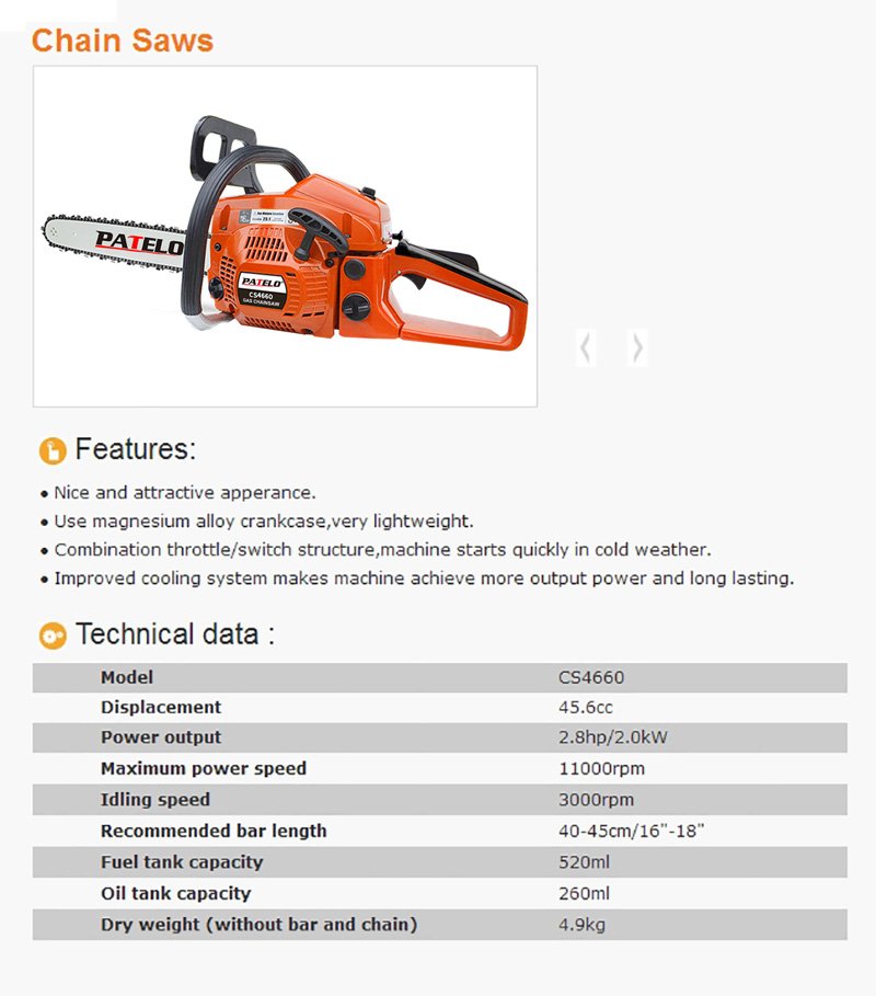 Motofierastrau PATELO CS4660 - descriere si specificatii 1
